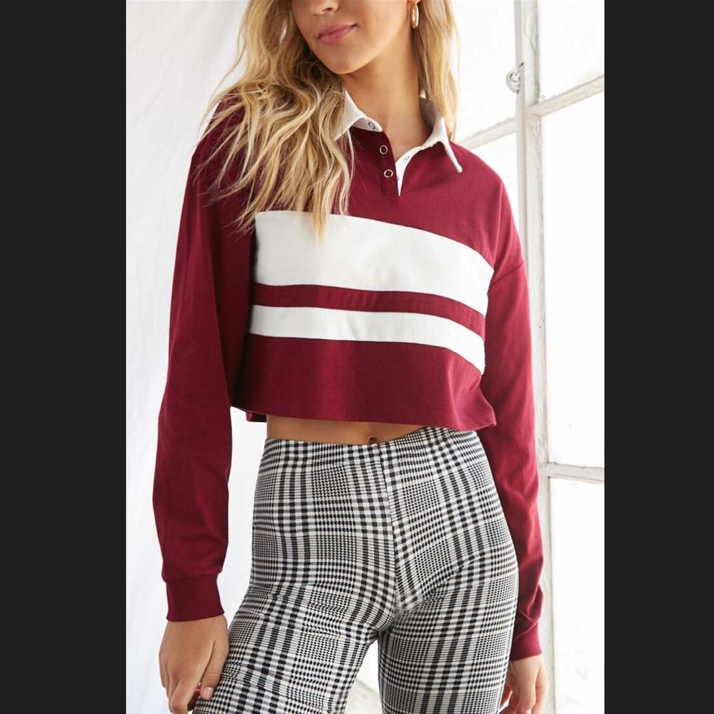 Colorblock Cropped Polo Shirt
